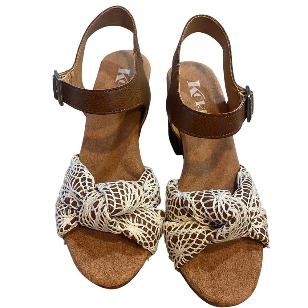 Korks Crochet Block Heel Sandals Women 7
Brown Ankle Strap Boho Shoes - Picture 4 of 8